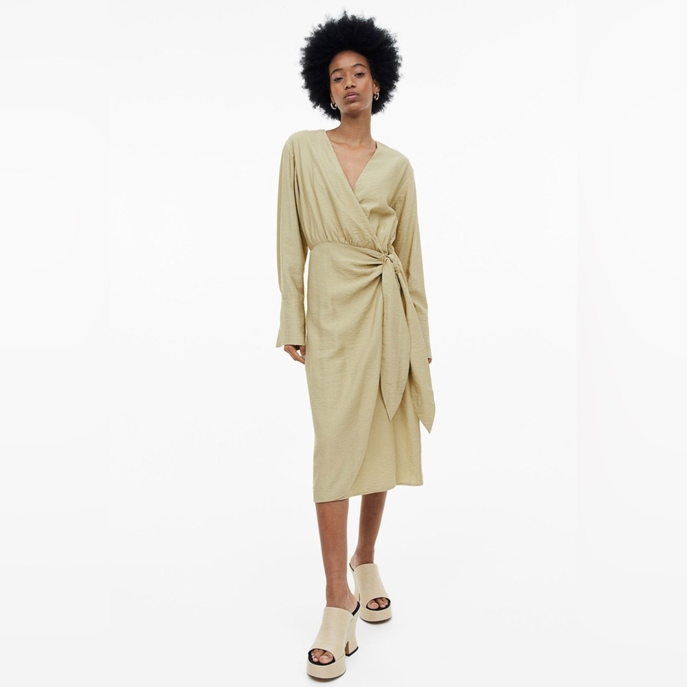 H&M Sage Green Wrap Midi Dress